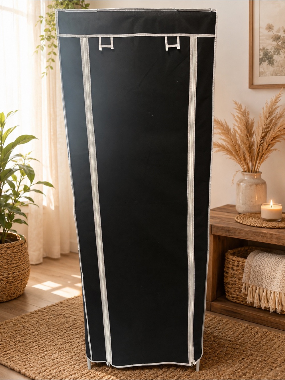 Black Portable Fabric Wardrobe Closet Organizer
